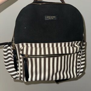 Henri Bendel Black and White Striped Backpack